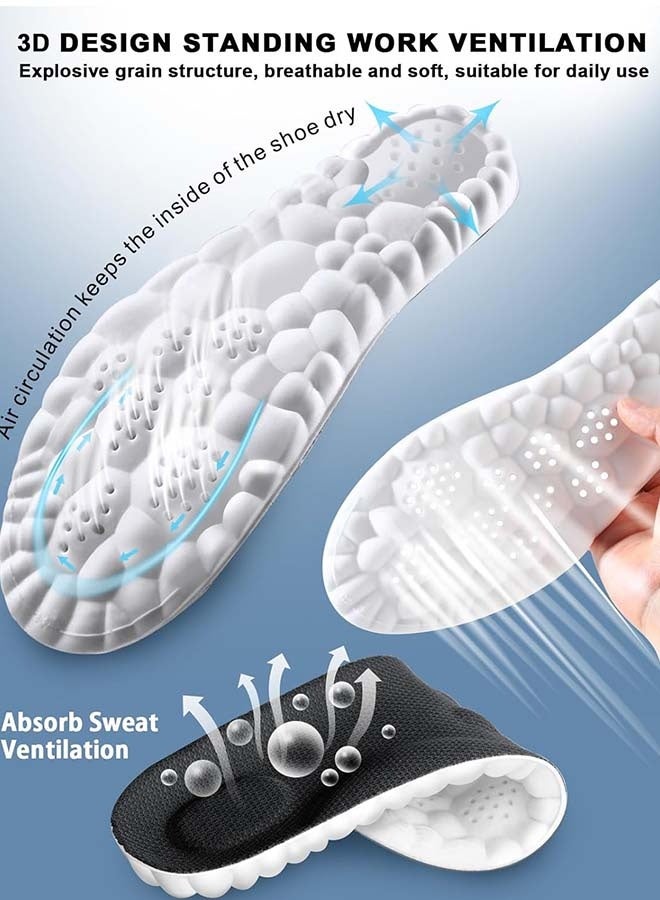 نعل داخلي سحابي رباعي الأبعاد للرجال والنساء، نعل داخلي لدعم قوس القدم، نعل داخلي من إسفنج الذاكرة، نعل داخلي رياضي ممتص للصدمات لدعم القدم والمفاصل، مقاس 40 (رجال 8-9 | نساء 9-10، أسود) - Image 3