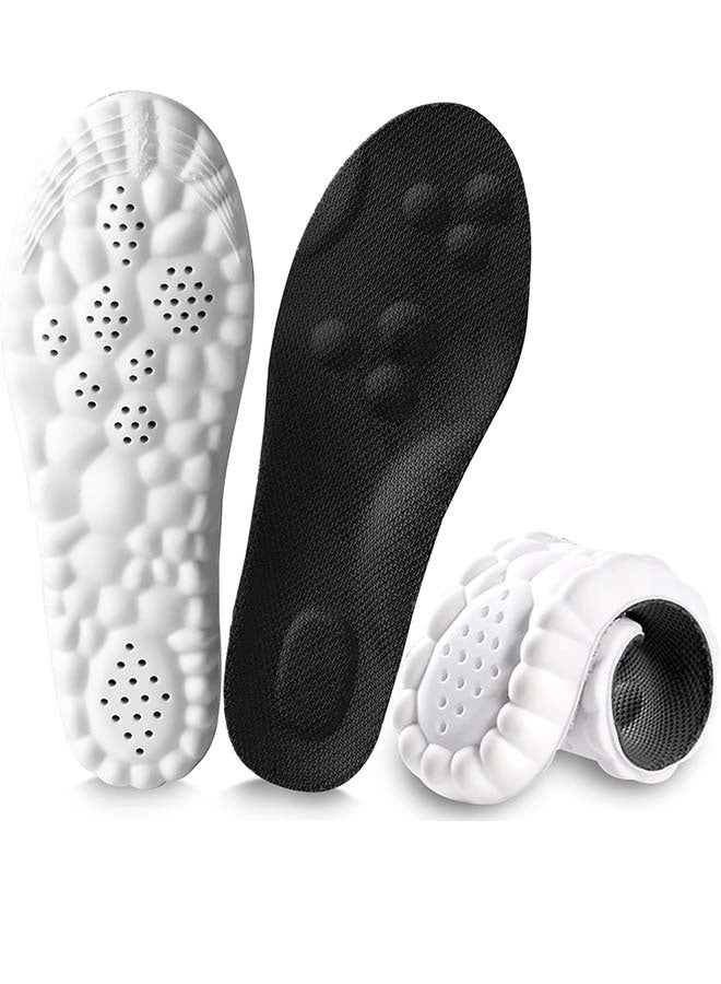 نعل داخلي سحابي رباعي الأبعاد للرجال والنساء، نعل داخلي لدعم قوس القدم، نعل داخلي من إسفنج الذاكرة، نعل داخلي رياضي ممتص للصدمات لدعم القدم والمفاصل، مقاس 40 (رجال 8-9 | نساء 9-10، أسود) - Image 1