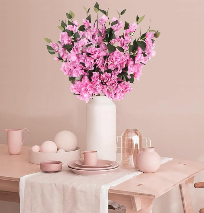 VRB Dec™ (Pack of 3 Artificial Bougainvillea Glabra Fake Plant Flowers for Home, Room,Office | Flowers for Vases | Decoration Items for Living Room (Without Pot) (Light Pink - 3pcs) - Image 1