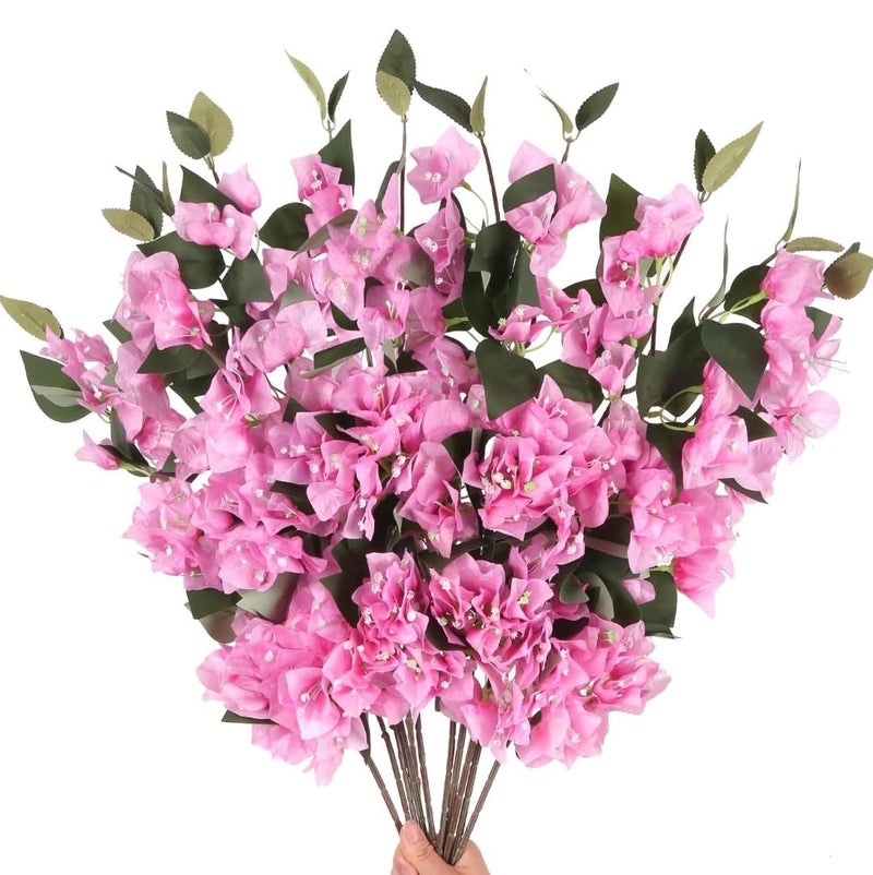 VRB Dec™ (Pack of 3 Artificial Bougainvillea Glabra Fake Plant Flowers for Home, Room,Office | Flowers for Vases | Decoration Items for Living Room (Without Pot) (Light Pink - 3pcs) - Image 5