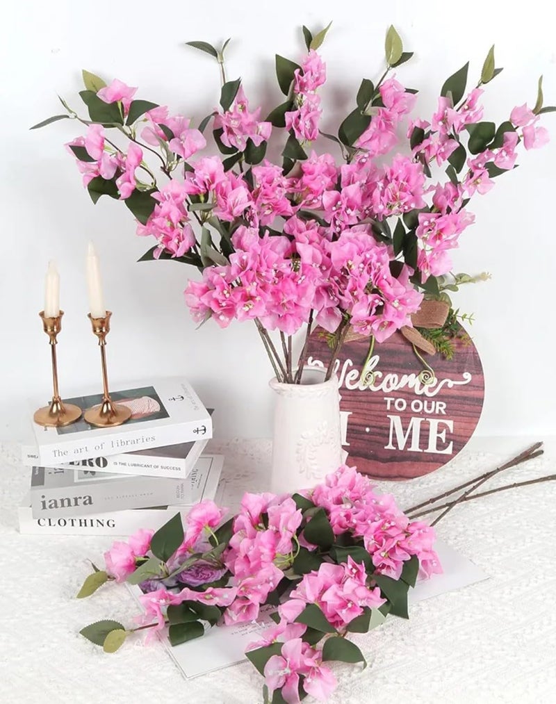VRB Dec™ (Pack of 3 Artificial Bougainvillea Glabra Fake Plant Flowers for Home, Room,Office | Flowers for Vases | Decoration Items for Living Room (Without Pot) (Light Pink - 3pcs) - Image 4