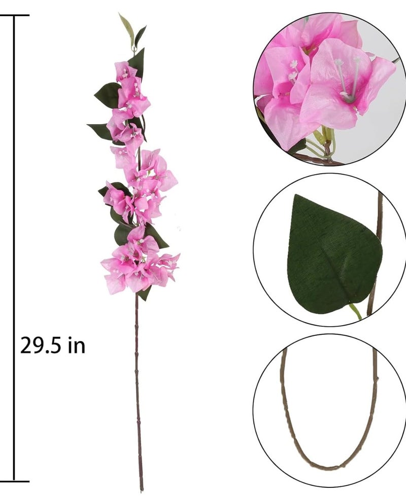 VRB Dec™ (Pack of 3 Artificial Bougainvillea Glabra Fake Plant Flowers for Home, Room,Office | Flowers for Vases | Decoration Items for Living Room (Without Pot) (Light Pink - 3pcs) - Image 2