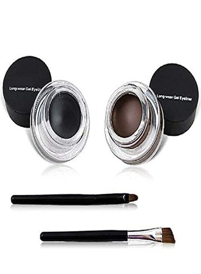 Lele 2 in 1 Black and Brown Gel Eyeliner Set |Water Proof Smudge Proof, Long Lasting for All Day, Work Great with Eyebrow, 2 Pieces Eye Makeup Brushes Included - Image 2