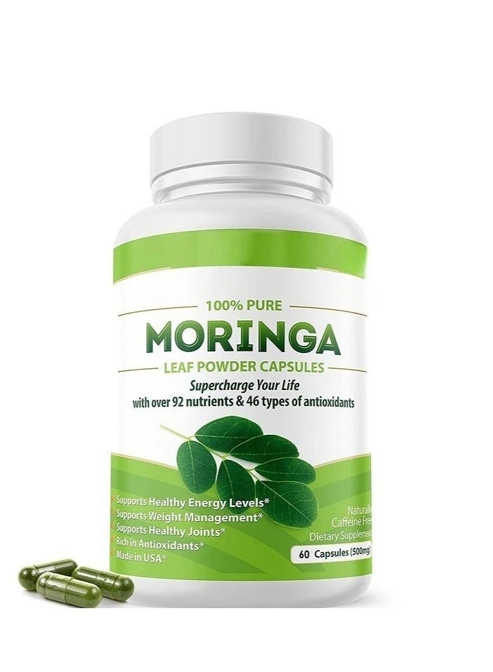 مورينجا كبسولات منشأ واحد مسحوق مورينغا العضوية. ورقة مورينغا. الطاقة، الأيض، والدعم المناعي. 120 قيراط. 500 ملغ كابس. - Image 1
