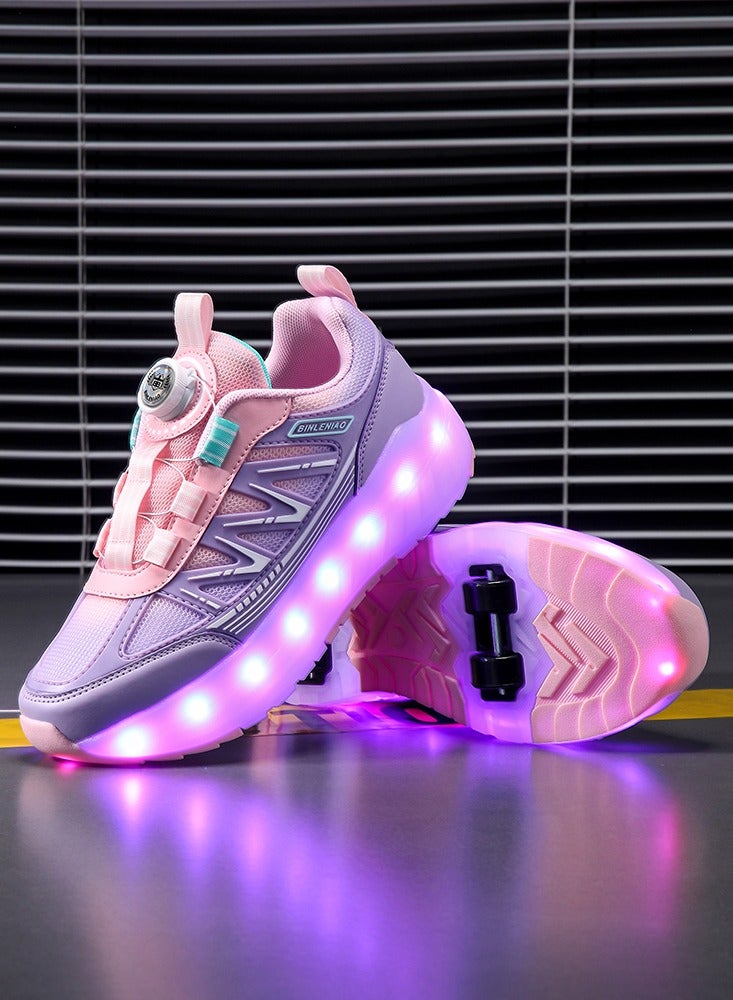 HFXC LED Light Up Roller Skates for Kids Boys Girls Rechargeable 4 Wheels Beginner Sport Sneakers New Upgrade More Balanced Shoes for Everyday Use - Image 3
