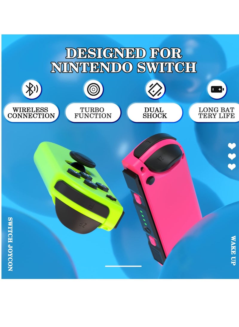 KASTWAVE - Joy Con Controllers Replacement Compatible with Switch/Lite, Wireless Replacement for Switch Joycons, Left and Right  with Wrist Strap, Wake-up Function/Motion Control/ Vibration(Pink and Green) - Image 1