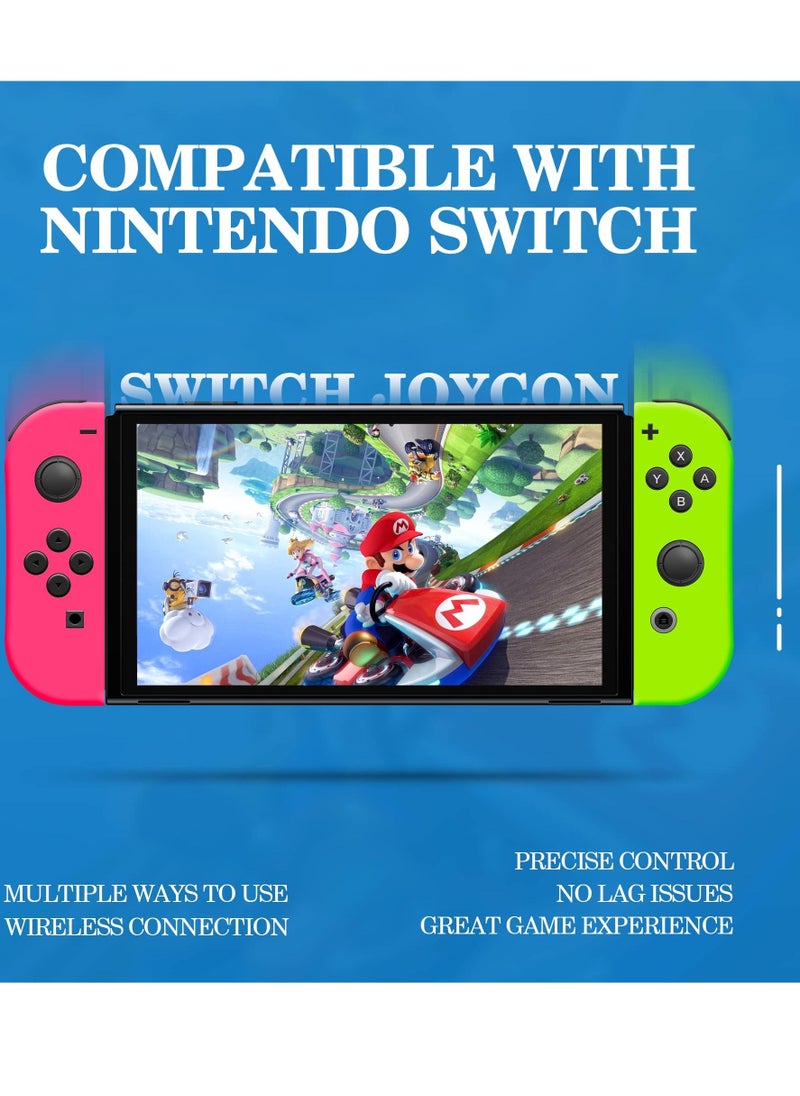 KASTWAVE - Joy Con Controllers Replacement Compatible with Switch/Lite, Wireless Replacement for Switch Joycons, Left and Right  with Wrist Strap, Wake-up Function/Motion Control/ Vibration(Pink and Green) - Image 1