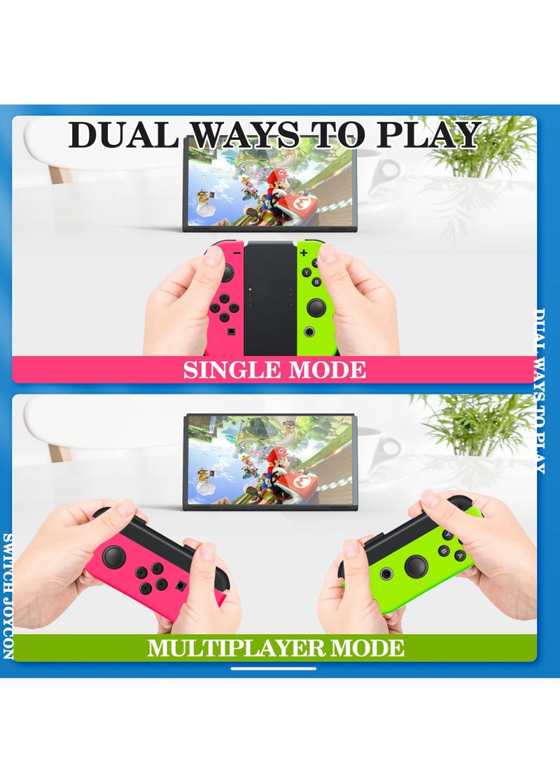 KASTWAVE - Joy Con Controllers Replacement Compatible with Switch/Lite, Wireless Replacement for Switch Joycons, Left and Right  with Wrist Strap, Wake-up Function/Motion Control/ Vibration(Pink and Green) - Image 1