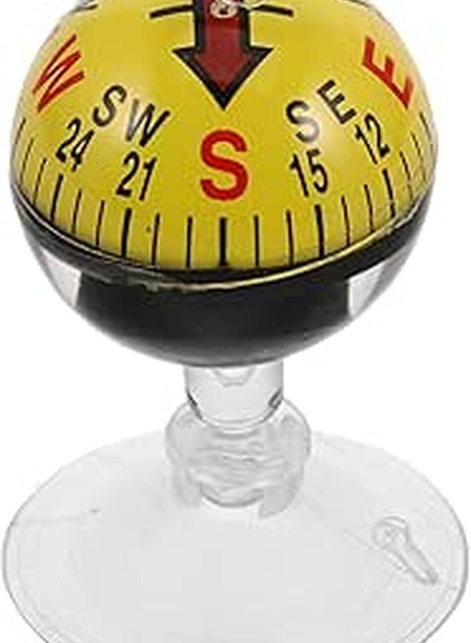 Yellow 38mm Portable Car Dashboard Compass with Suction Cup for Outdoor Marine and Truck Navigation - Image 1