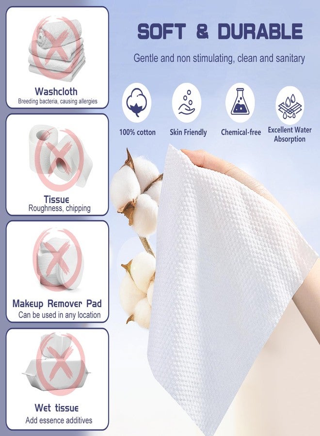 BODFPPC Disposable Face Towel, 100 Count Face Towels for Washing Soft Cotton Dry Wipes Facial Cloths Towelettes for Washing and Drying, Facial Tissue for Cleansing, Skincare and Makeup Remover - Image 4