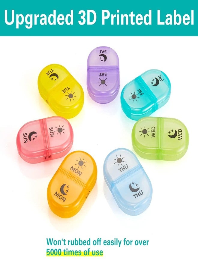 Rabbonix Weekly Medicine Organizer Box 02 Times a Day, Daily Tablets Container Case Travel Pill Box For 07 days | Black And Multicolor | 01 Pcs - Image 3