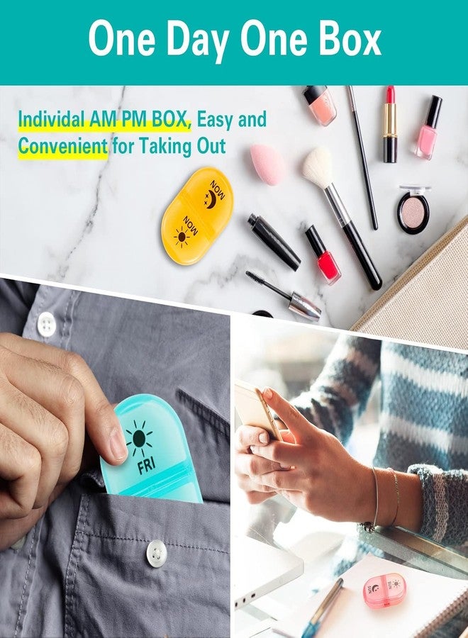 Rabbonix Weekly Medicine Organizer Box 02 Times a Day, Daily Tablets Container Case Travel Pill Box For 07 days | Black And Multicolor | 01 Pcs - Image 2