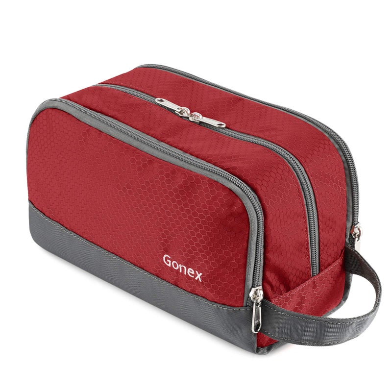Gonex Travel Toiletry Bag Nylon Dopp Kit Shaving Bag Toiletry Organizer Red