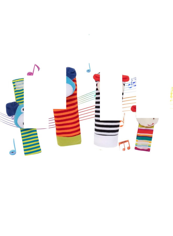 Baby Rattle Socks Baby Wrist Finder Sensory Toys Wrist Rattle Foot Finding Toys-Color:Cow Dog Suit  - Image 1