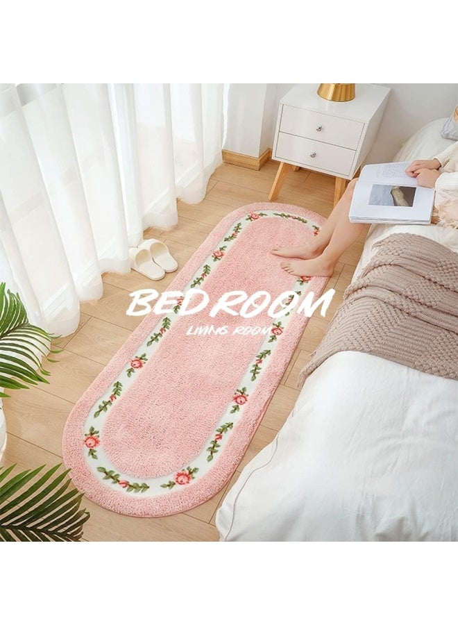 Stay Young Cute and Beautiful Rose Flower Area Rugs for Bedroom Living Room Bathroom Rugs Bath Mat Super Soft Non Slip Absorbent Nice Pink 17.71 x 49.21 Inch - Image 2