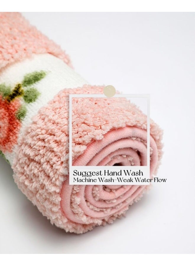 Stay Young Cute and Beautiful Rose Flower Area Rugs for Bedroom Living Room Bathroom Rugs Bath Mat Super Soft Non Slip Absorbent Nice Pink 17.71 x 49.21 Inch - Image 5