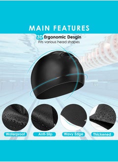 ShebSheb 3 Pack Silicone Swimming Cap For Men Women, Swim Cap Hat For Swimming Pool  - Image 5
