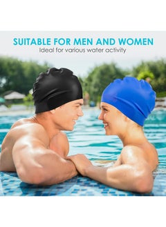 ShebSheb 3 Pack Silicone Swimming Cap For Men Women, Swim Cap Hat For Swimming Pool  - Image 3