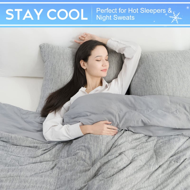 CHOSHOME Cooling Comforter Twin Size, Cooling Blanket for Hot Sleeper, Q-Max 0.45 Arc-Chill Cooling Fiber, Cool Soft Thin Breathable Summer Blanket for Bed, Couch, (60" x 90", Grey) - Image 3