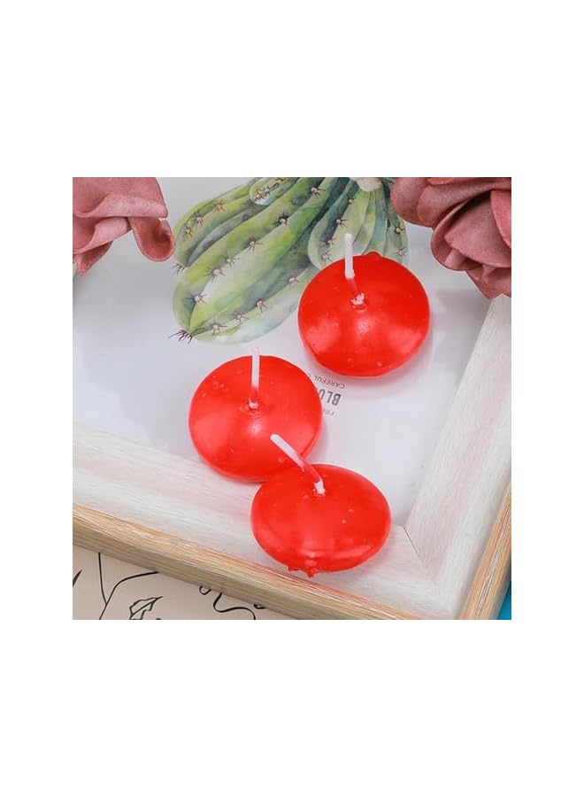 Green Tiger 40 Pieces 1.6 Inch Unscented Floating Candles for Centerpieces, Floating Pool Candles Round Burning Candles Decor for Valentine's Day,3.5-4 Hours Burn Time RED natural (pack of 40) (Red) - Image 4