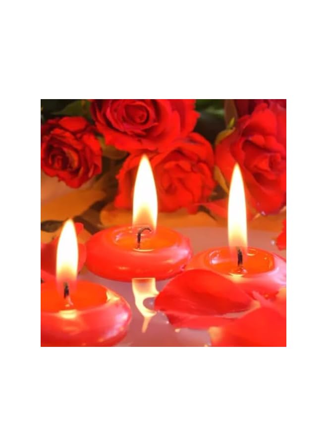 Green Tiger 40 Pieces 1.6 Inch Unscented Floating Candles for Centerpieces, Floating Pool Candles Round Burning Candles Decor for Valentine's Day,3.5-4 Hours Burn Time RED natural (pack of 40) (Red) - Image 3