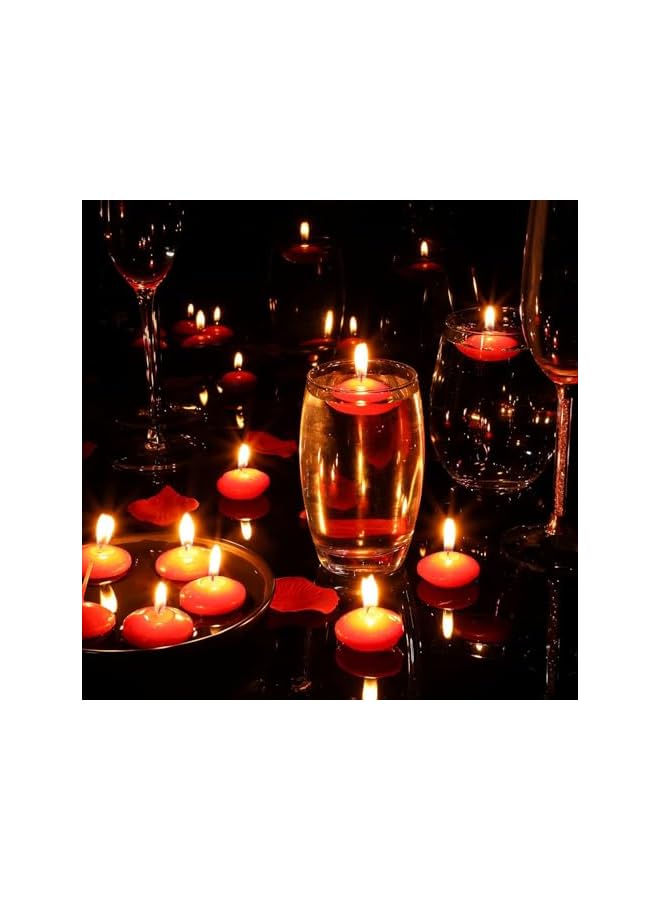 Green Tiger 40 Pieces 1.6 Inch Unscented Floating Candles for Centerpieces, Floating Pool Candles Round Burning Candles Decor for Valentine's Day,3.5-4 Hours Burn Time RED natural (pack of 40) (Red) - Image 5