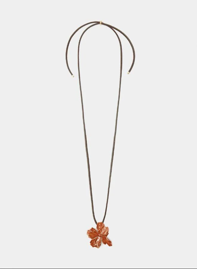 بارفوا عقد الحبل مع زهرة مطلية بالمينا