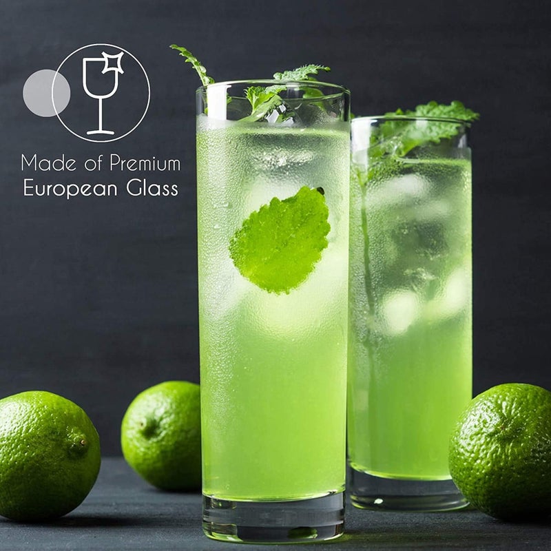 KONSSEE Highball Glasses with Heavy Base Clear Drinking Glasses Set for Water Juice Cocktails Wine Beer and Whiskey300ml Set of 6 Round - Image 2