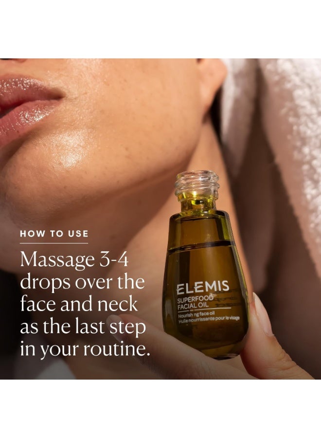 Elemis Superfood Nourishing Face Oil 15ml | Antioxidant-Rich Superfood Blend Facial Oil for Radiant Nourished Skin | Omega-Rich Dry Oil for Dry Dull & Dehydrated Skin | Fast-Absorbing Brightening Daily Superfood Face Oil - Image 4