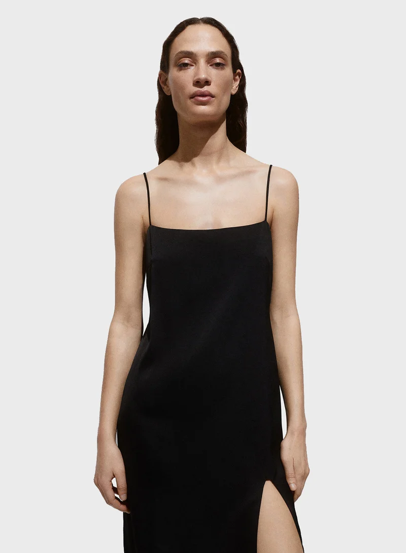 MANGO Black Slip Dress