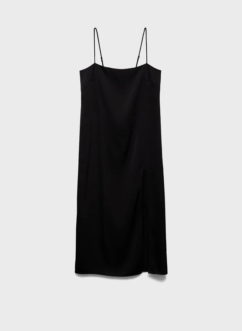 MANGO Black Slip Dress