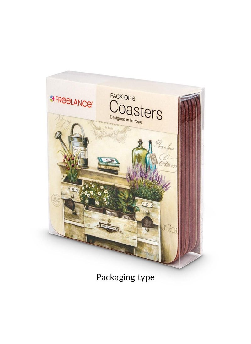Freelance - Freelance Wood Hardboard Kitchen and Dining Table Tea Glass Coasters (10.5 x 10.5 cm) -Set of 6 - Image 1