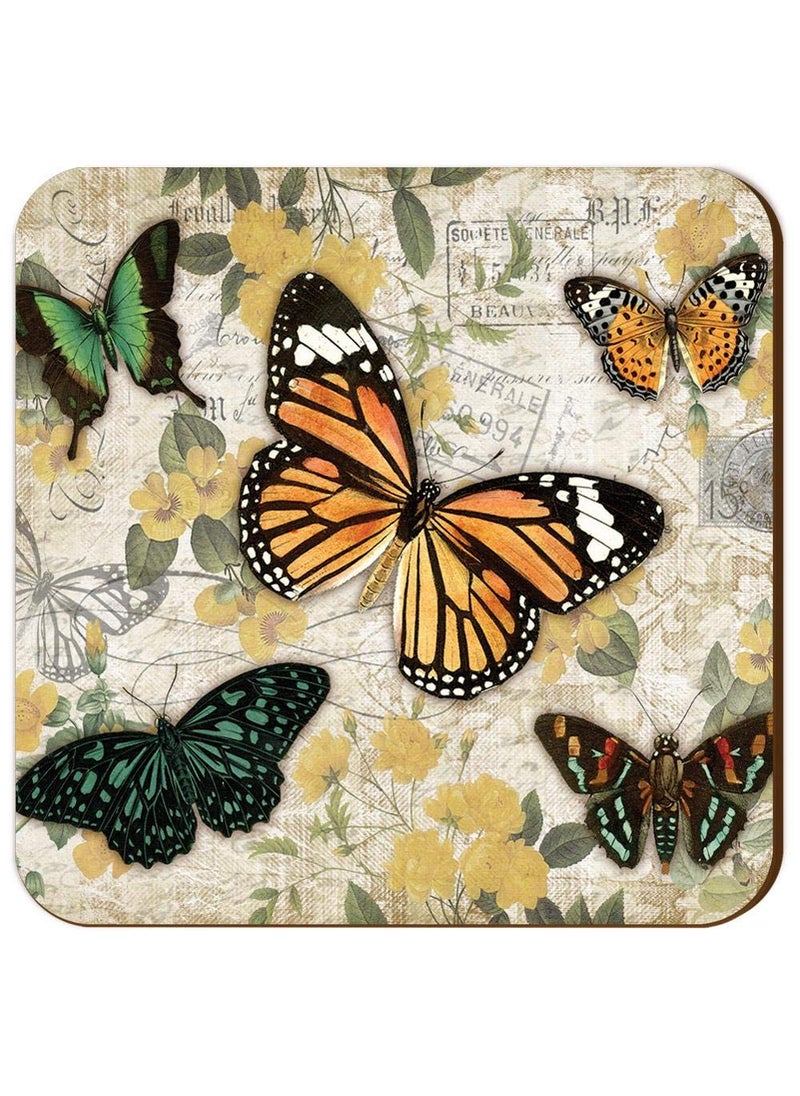 Freelance - Freelance Wood Hardboard Kitchen and Dining Table Tea Glass Coasters (10.5 x 10.5 cm) -Set of 6 - Image 1