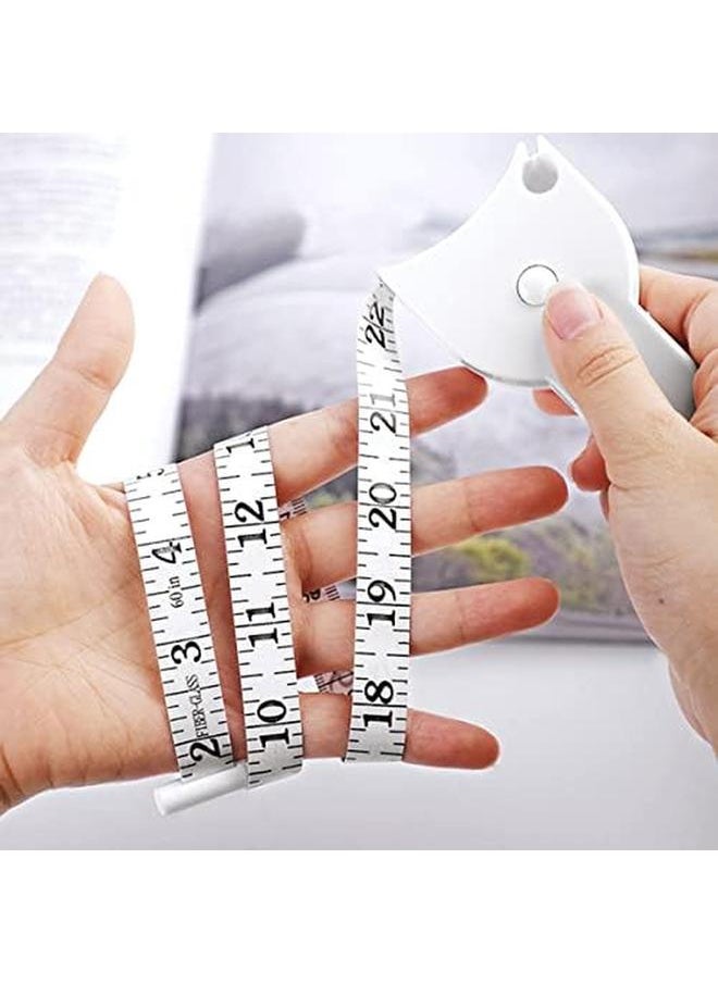 ECVV White Tape Measure Body Measuring Tape 60Inch Accurate Waist Measuring Tape For Weight Loss Handcrafts Tailor Automatic Telescopic Body Tape  - Image 2