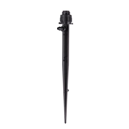 Raindrip 15300UB Adjustable Flow Bubbler, Non-Pressure Compensating Emitters, Fan, with 1/4 in. Barbed Inlet on 5 in. Stake, Black - Image 1