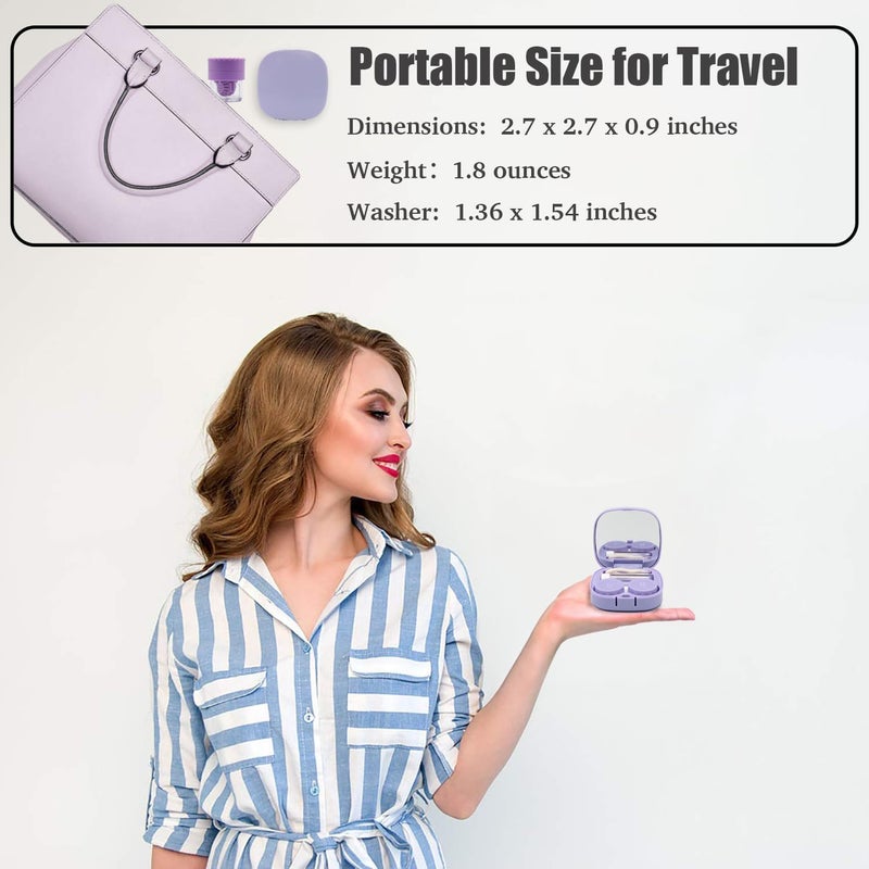 Odluzy Contact Lens Case with Cleaner Washer, Travel Size, Cute Colored Contact Lenses Applicator, Removal Tool Kit with Mirror Solution Bottle for Daily Outdoor (Purple) - Image 2