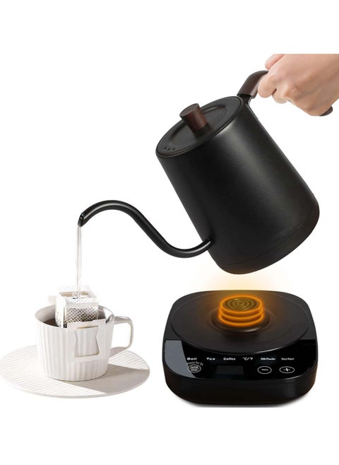 Electric Gooseneck Kettle 1000W Powerful and Fast Wat Boil Stainless Steel Inn NTC Temperature Control LCD Display Auto Shut Off 0.8L Pour Ov Coffee and Tea Kettle