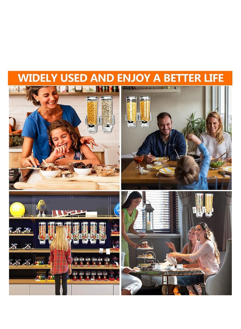 SYOSI Cereal Dispenser Wall Mounted, Large Grains Dispenser Wall Mounted Dry Food Dispenser with 2 Cups Wall Mounted Candy Dispenser for Store Coffee Beans Nut Snacks Kitchen Cereal Container Storage 3 L - Image 2