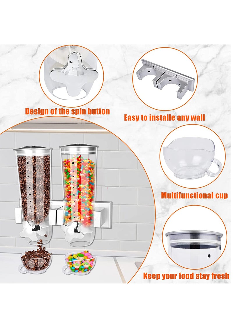 SYOSI Cereal Dispenser Wall Mounted, Large Grains Dispenser Wall Mounted Dry Food Dispenser with 2 Cups Wall Mounted Candy Dispenser for Store Coffee Beans Nut Snacks Kitchen Cereal Container Storage 3 L - Image 4