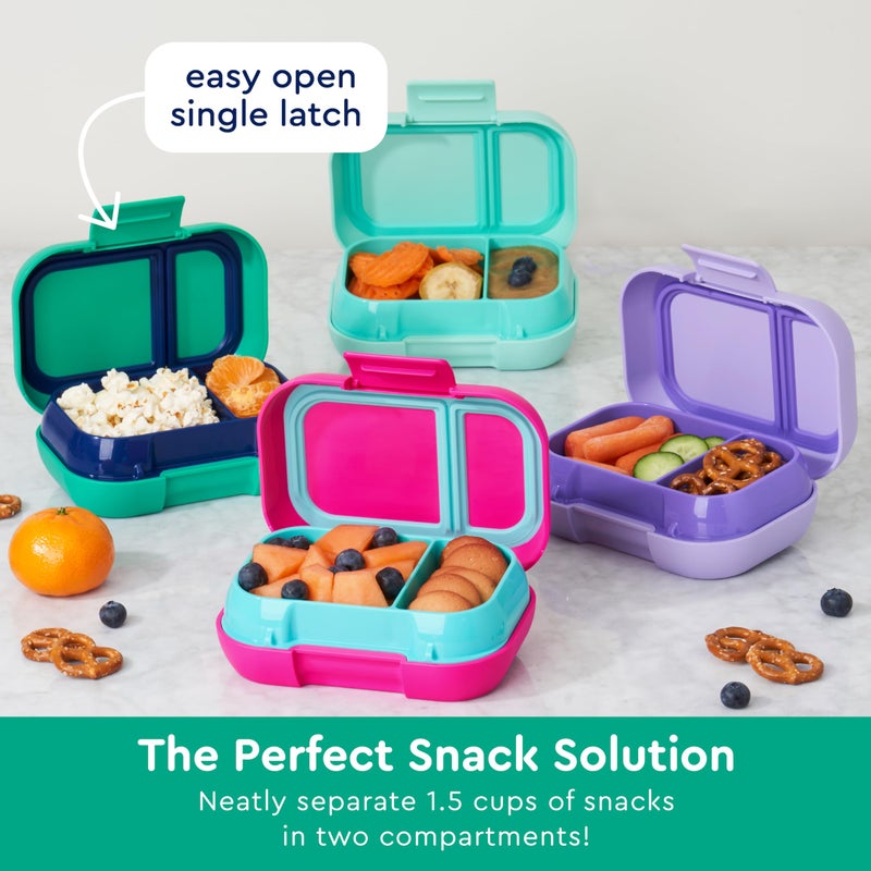Bentgo Kids Snack - 2 Compartment Leak-Proof Bento Box Container for Snacks and Small Meals, Easy-Open Latch, Dishwasher Safe, BPA-Free for School, Daycare, & Sports - Ideal for Ages 3+ (Green/Navy) - Image 4