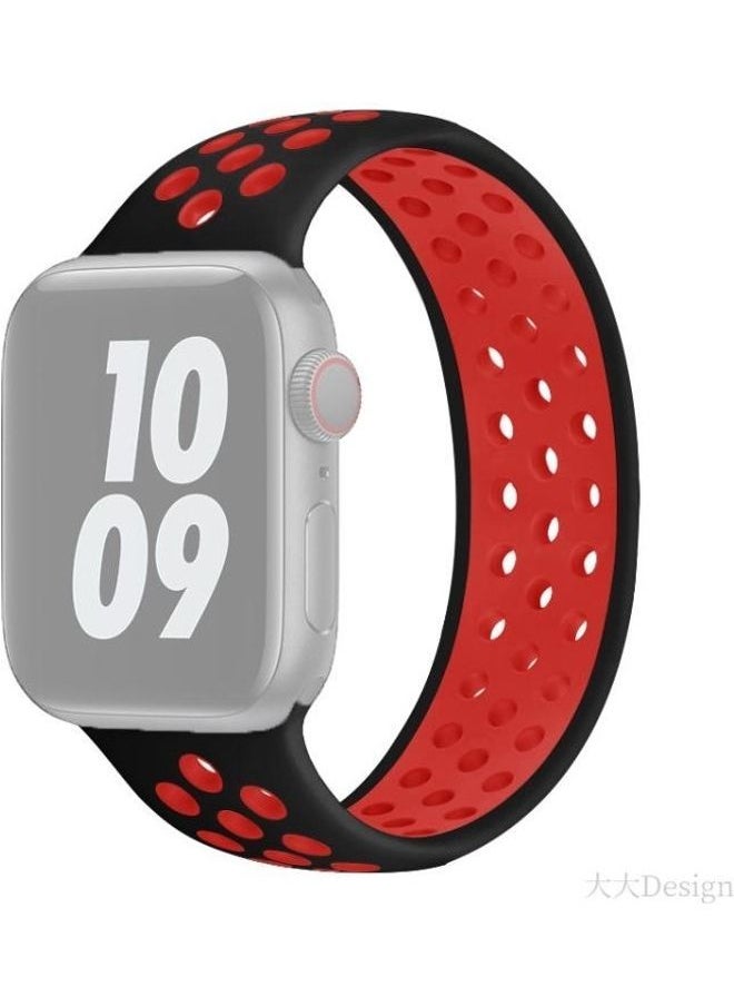 NIBEMINENT - Replacement Watchband For Apple Watch Black/Red - Image 1