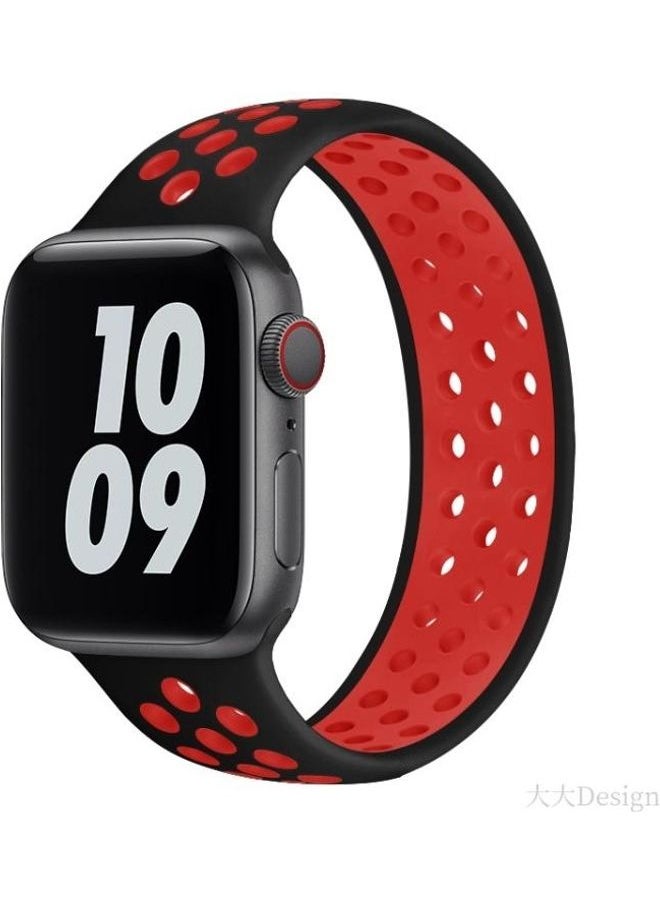 NIBEMINENT - Replacement Watchband For Apple Watch Black/Red - Image 1
