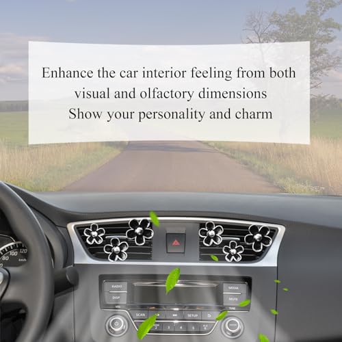 ORIESSE 6pcs Daisy Flower Car Air Freshener Vent Clips,Black Silver Girly Flower Car Accessorie for Women,3 Sizes Sparkle Black Flowers Car Vent Clips Car Decor,Refillable Car Diffuser - Image 4