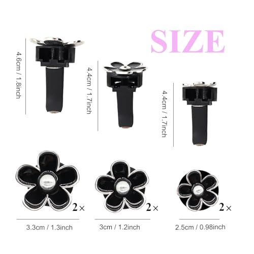 ORIESSE 6pcs Daisy Flower Car Air Freshener Vent Clips,Black Silver Girly Flower Car Accessorie for Women,3 Sizes Sparkle Black Flowers Car Vent Clips Car Decor,Refillable Car Diffuser - Image 3