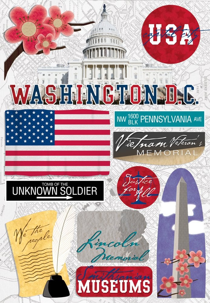Karen Foster Design Acid and Lignin Free Scrapbooking Sticker Sheet Washington DC