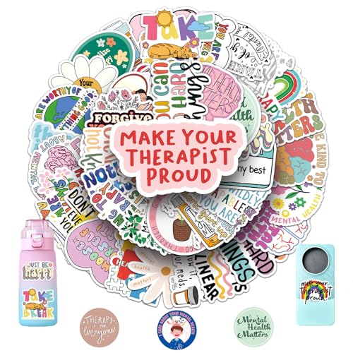ZCGONG 100Pcs Mental Health Stickers Mental Health Matters Awareness Vinyl Laptops Decals Kids Teens Adults Gifts Therapist Water Bottles Bumper Helmet Book Decorative Doctor Reward Stickers - Image 1