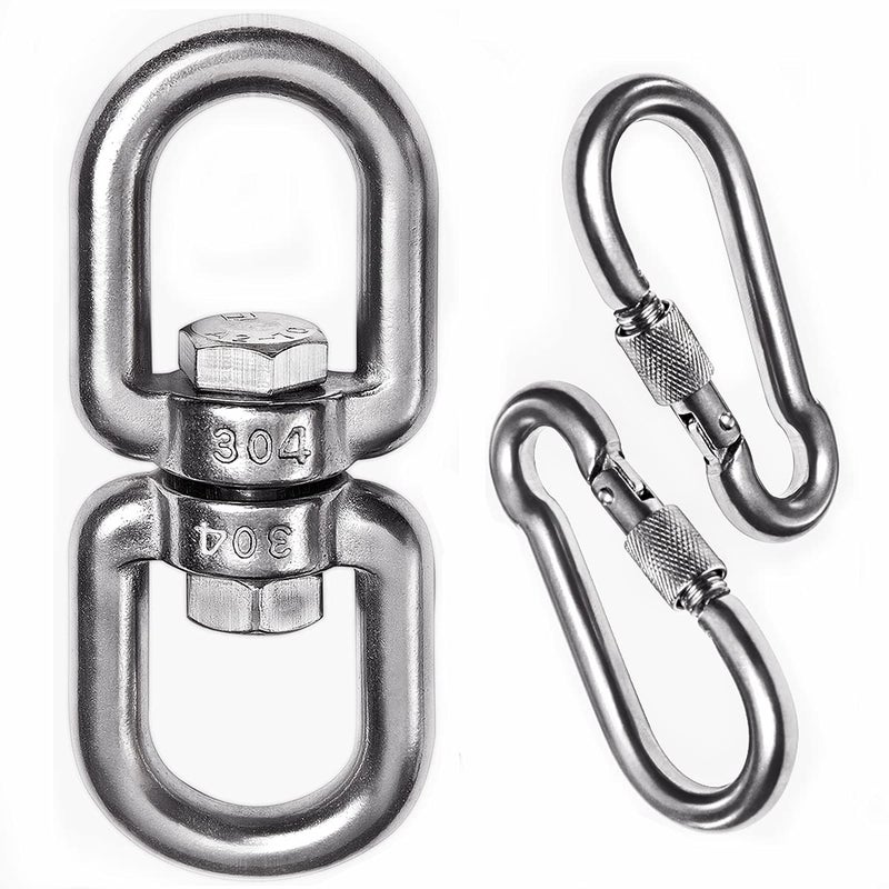 Velomill 21 Heavy Duty 304 Stainless Steel Swivel Ring Double Ended Swivel Eye Hook with SUS304 Snap Hooks for Web Tree Swing Swing Spinner Hanger Reliable and Safe M8 - Image 2