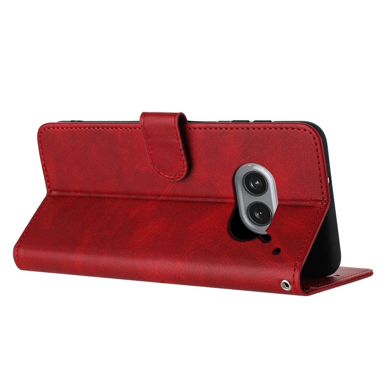 HuHa Protective Cover For Nothing Phone 2a / 2a Plus Solid Calf Texture Flip Leather Phone Case(Red) - Image 4