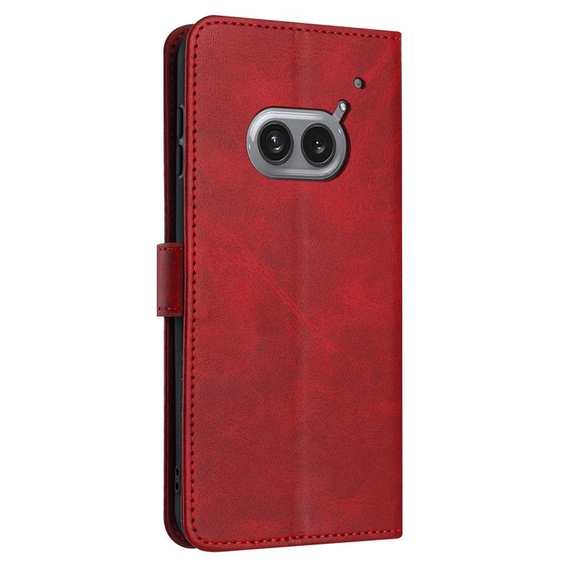 HuHa Protective Cover For Nothing Phone 2a / 2a Plus Solid Calf Texture Flip Leather Phone Case(Red) - Image 3