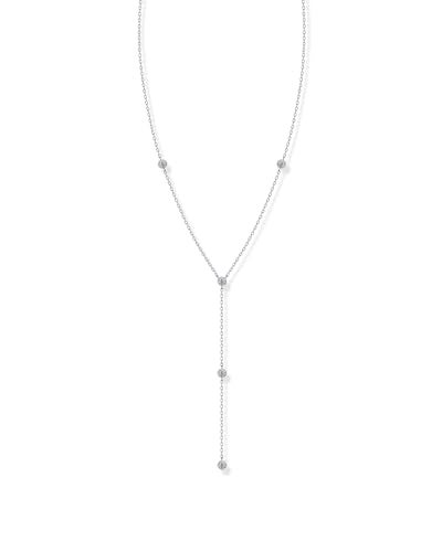 PAVOI Rhodium Plated Lariat Station Necklace for Women - Simulated Diamond Chain Necklace - Cubic Zirconia - Image 1